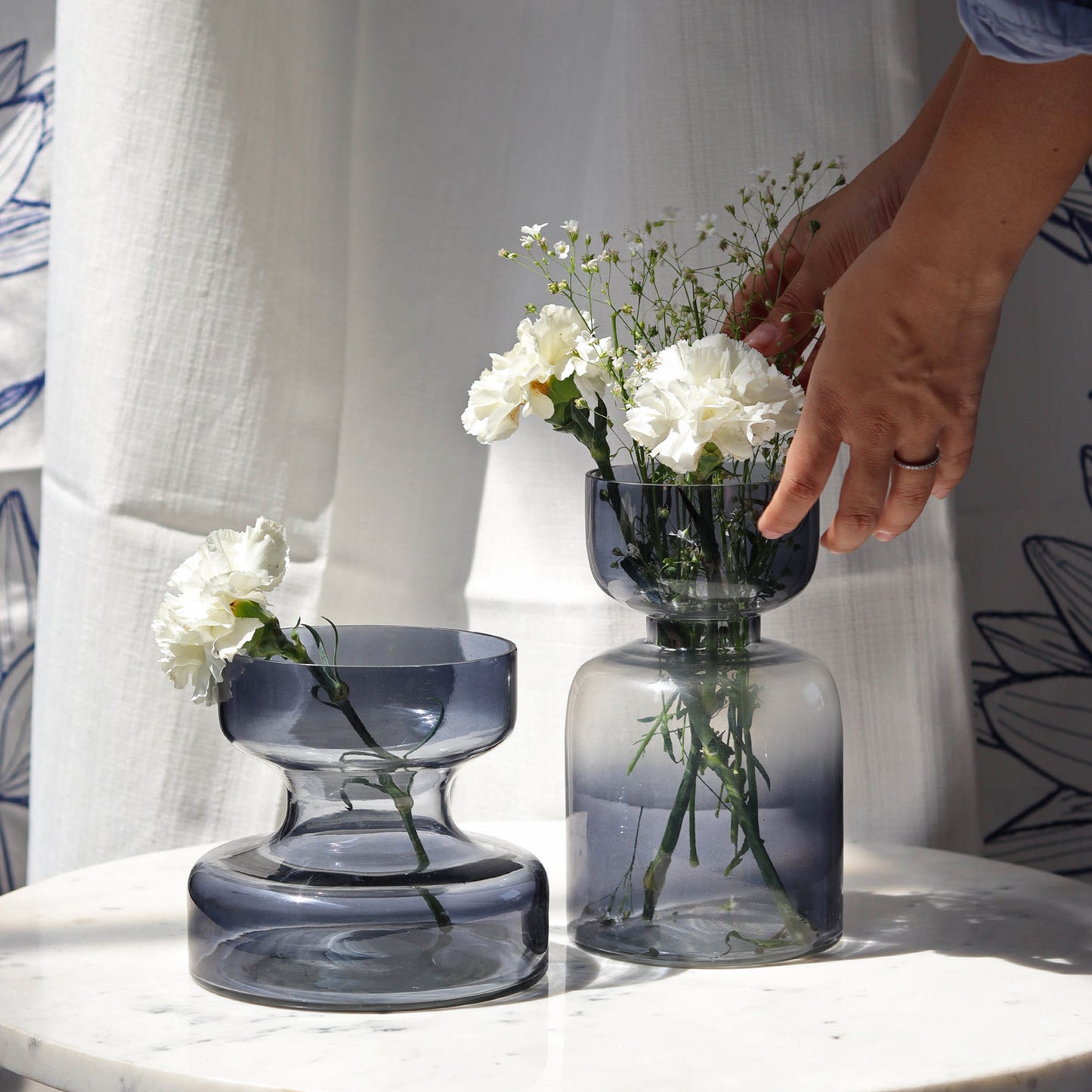 Slate Grey Glass vase | Set of 2