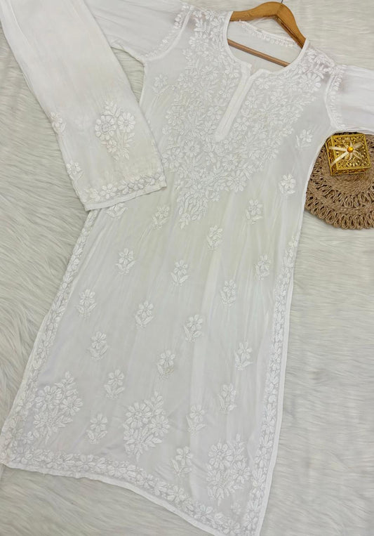 White Chikankari Kurta Set