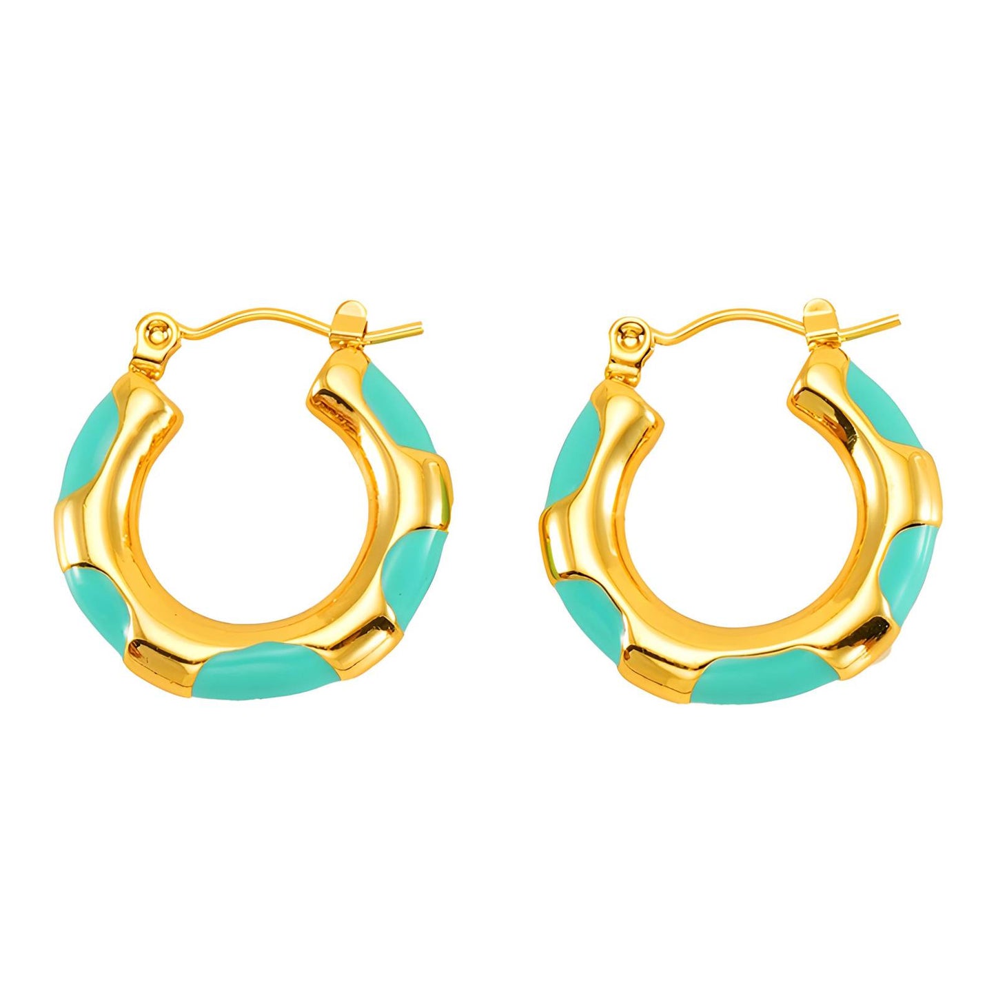 18K Gold Plated |Orange Enamel Earrings.
