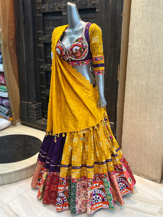 Mustard yellow sold cotton Chaniya choli