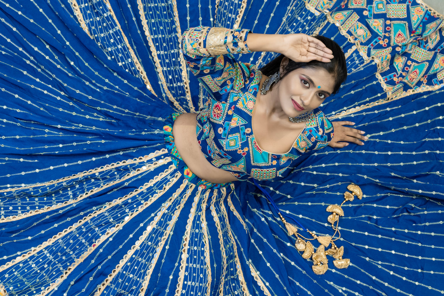 Traditional Chaniya Choli in Vibrant Blue Color.