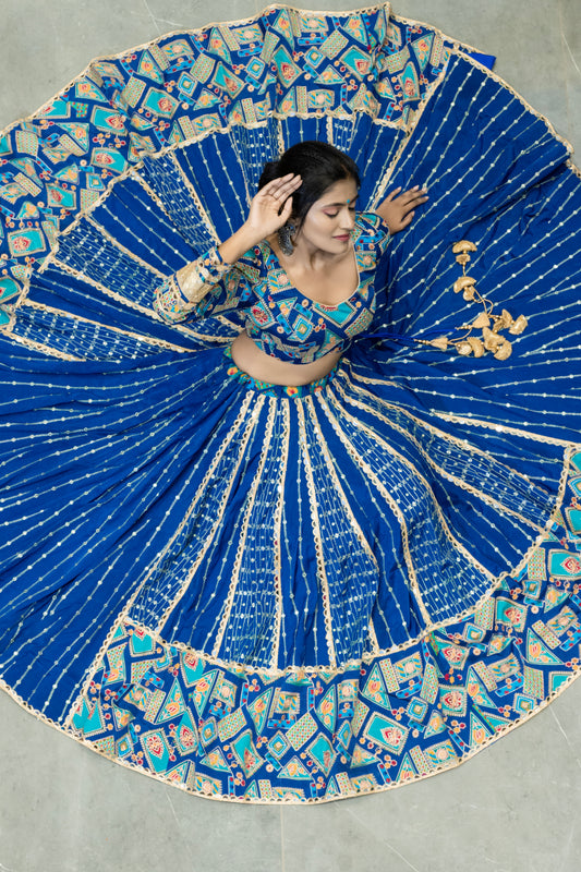 Traditional Chaniya Choli in Vibrant Blue Color.