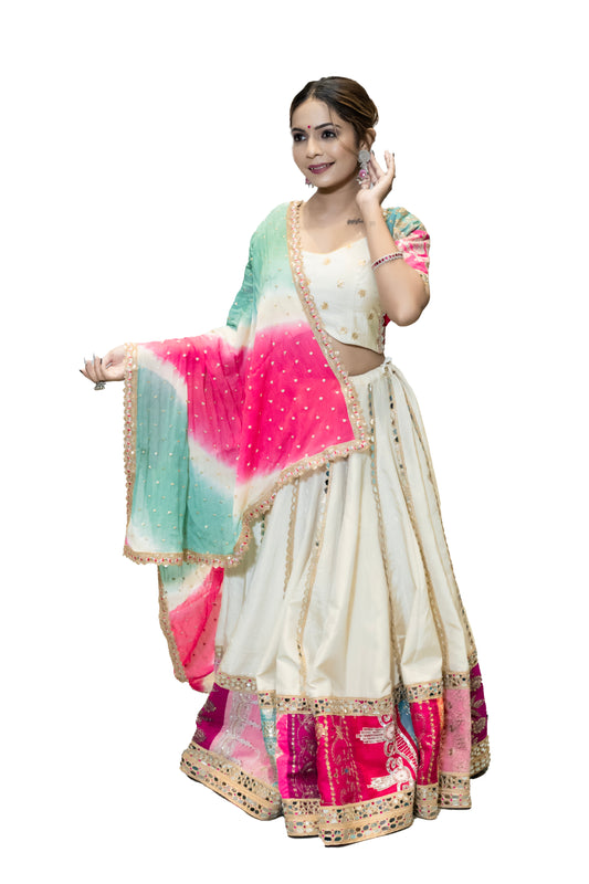 White Multi kali chaniya choli.