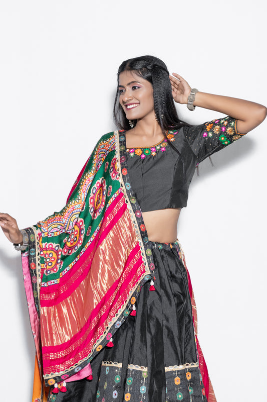 Black Modal Dupatta Chaniya Choli .