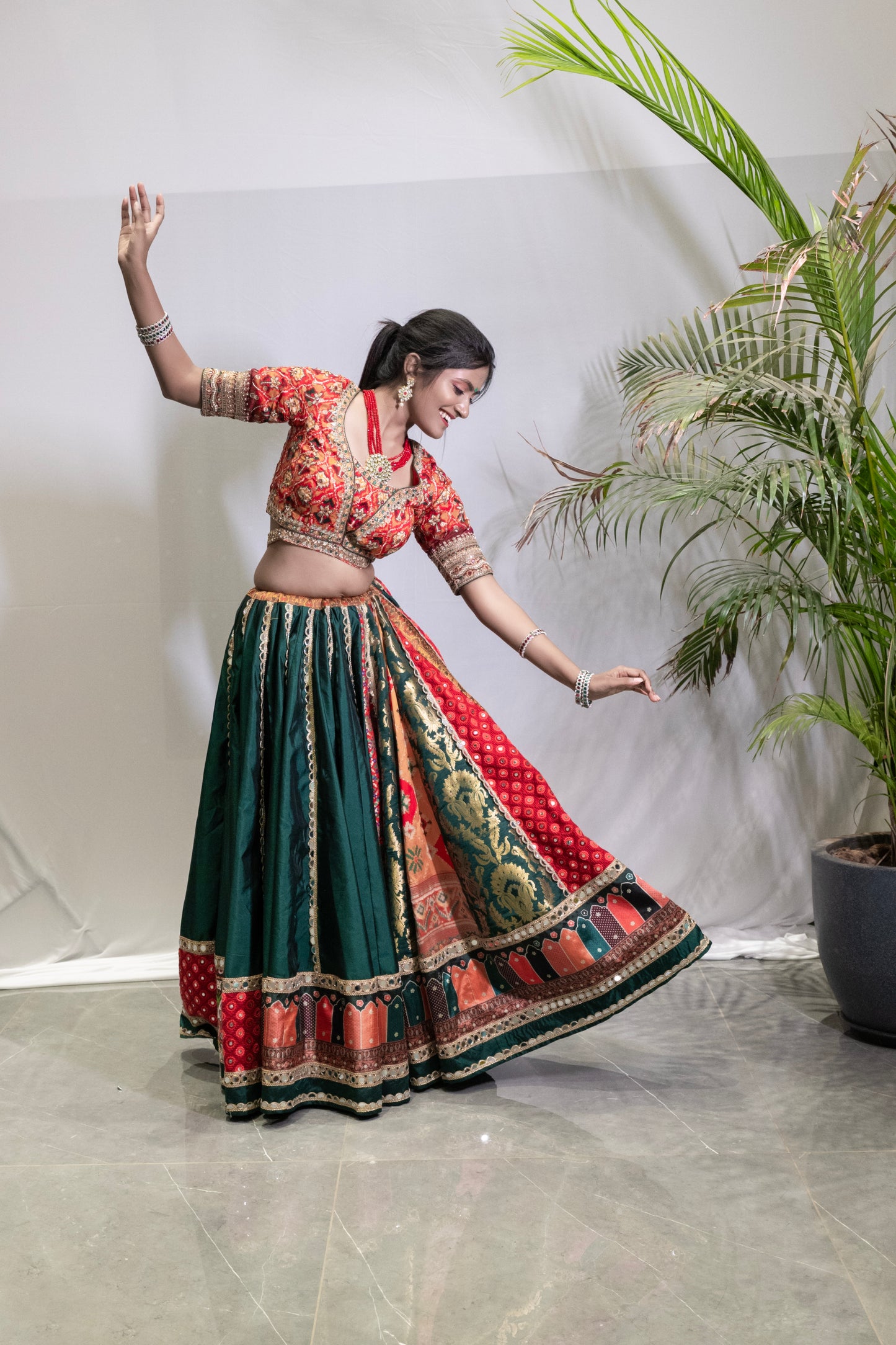 Bottle Green Chaniya Choli.