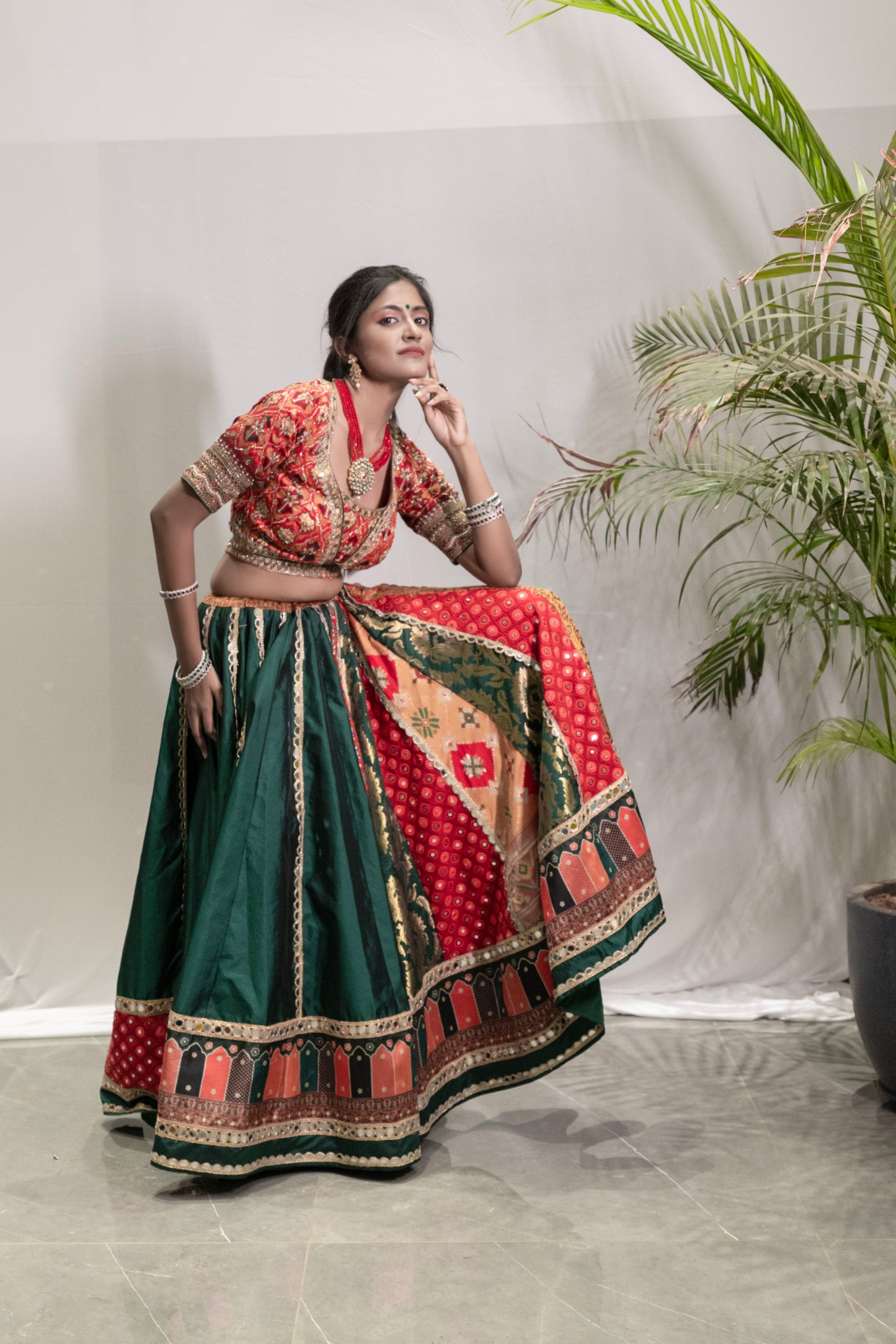 Bottle Green Chaniya Choli.
