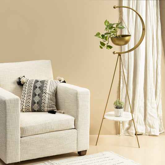 Gold and White Marbel Tripod Planter