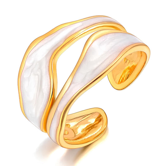 18K Gold Plated Anti-Tarnish Enamel Ring. Unique design Beautiful ring perfect of xmas and new year gift.
