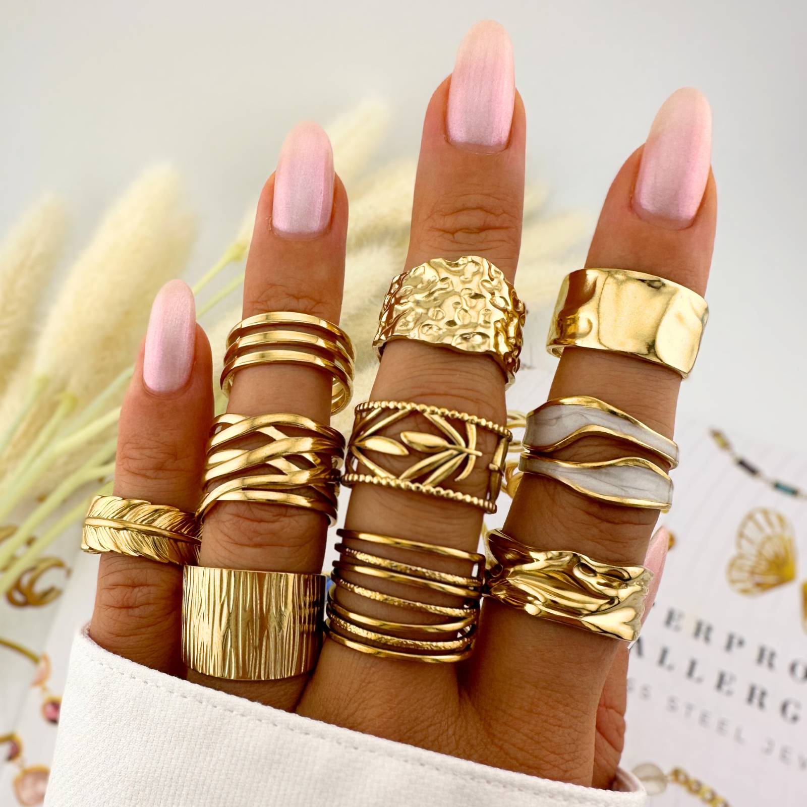 Gold Plated Anti-Tarnish Double Layer Enamel Ring.