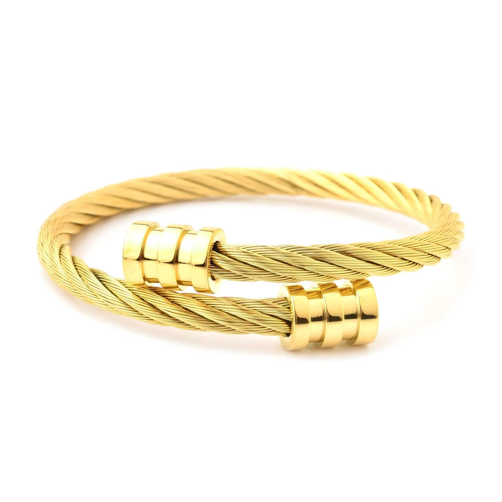 Gold plated Unique Cable Cuff design Bracelet.