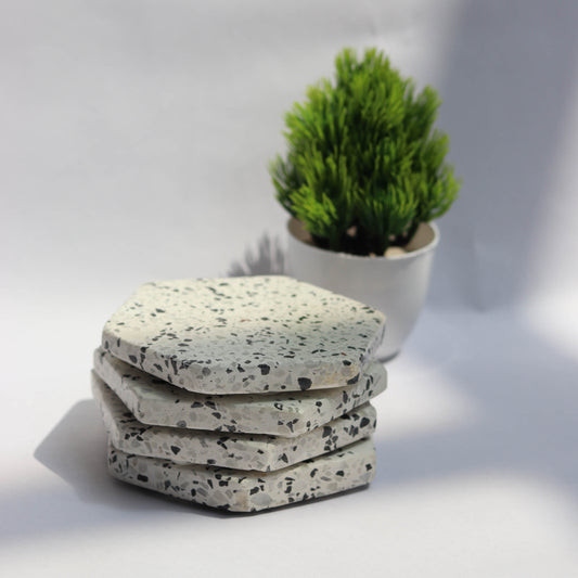 Terrazzo Inlay Hexagon Coasters.