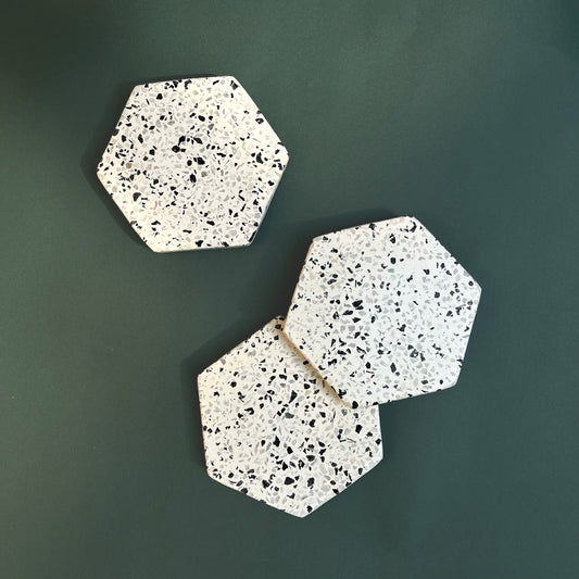 Terrazzo Inlay Hexagon Coasters.