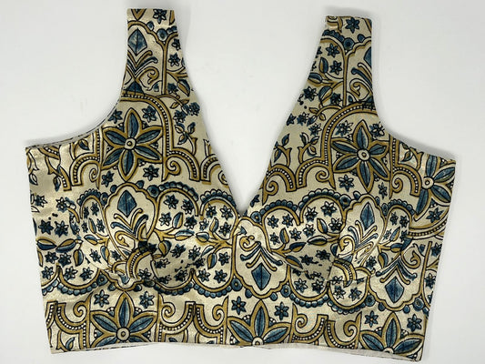 Ajrak Print Sleeveless Blouse.