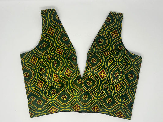 Ajrak Print Sleeveless Blouse.