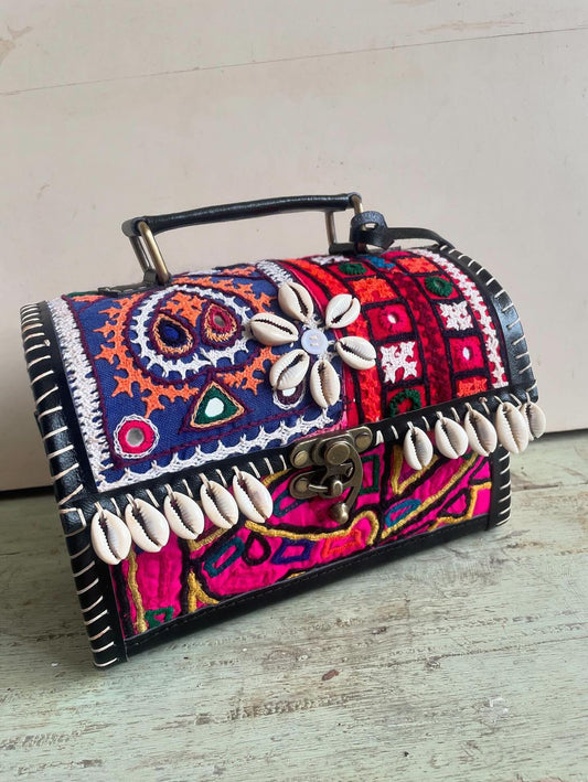 Kutchi Embroidery Banjara Design Bag with Cowrie Shells.
