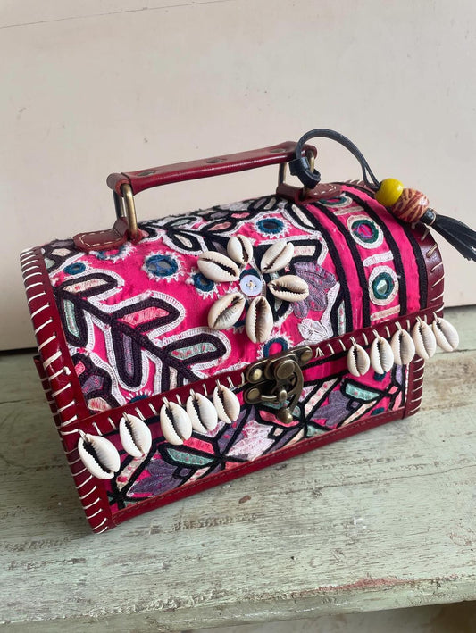 Kutchi Embroidery Banjara Design Bag with Cowrie Shells.