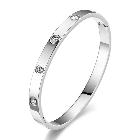 Sterling Silver Bangel Design Bracelet. Anti Tarnish cubic zirconia stone.