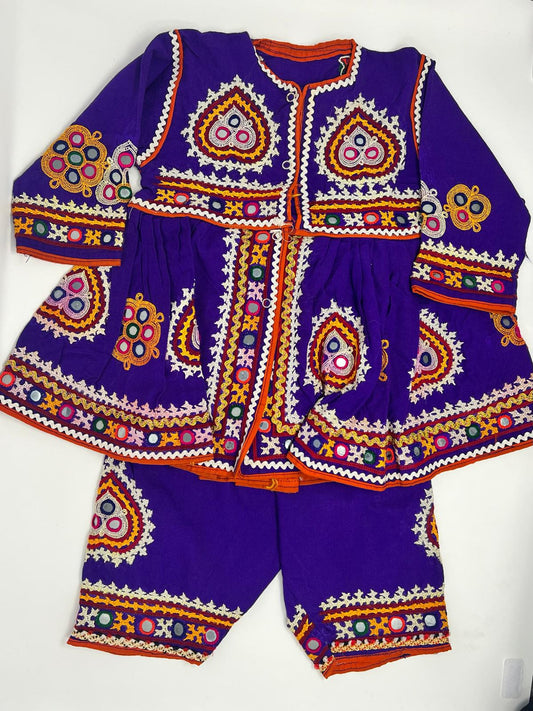 This is a traditional Blue embroidered vest featuring intricate and vibrant designs, typically associated with cultural or folkloric attire.