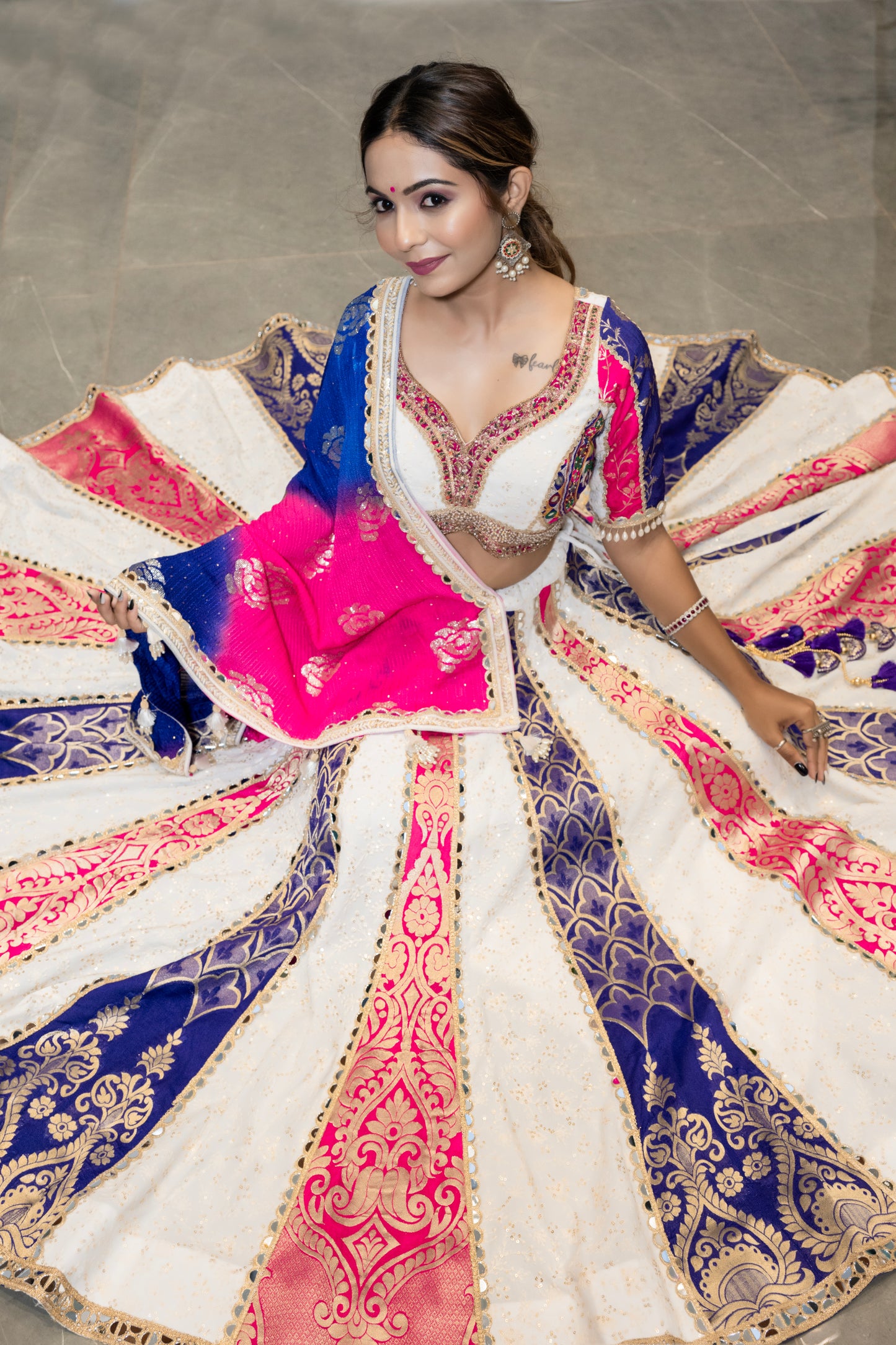 White Vintage chaniya choli.