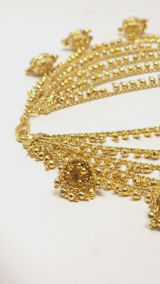 Layered Gold Jhumka Earring Chains