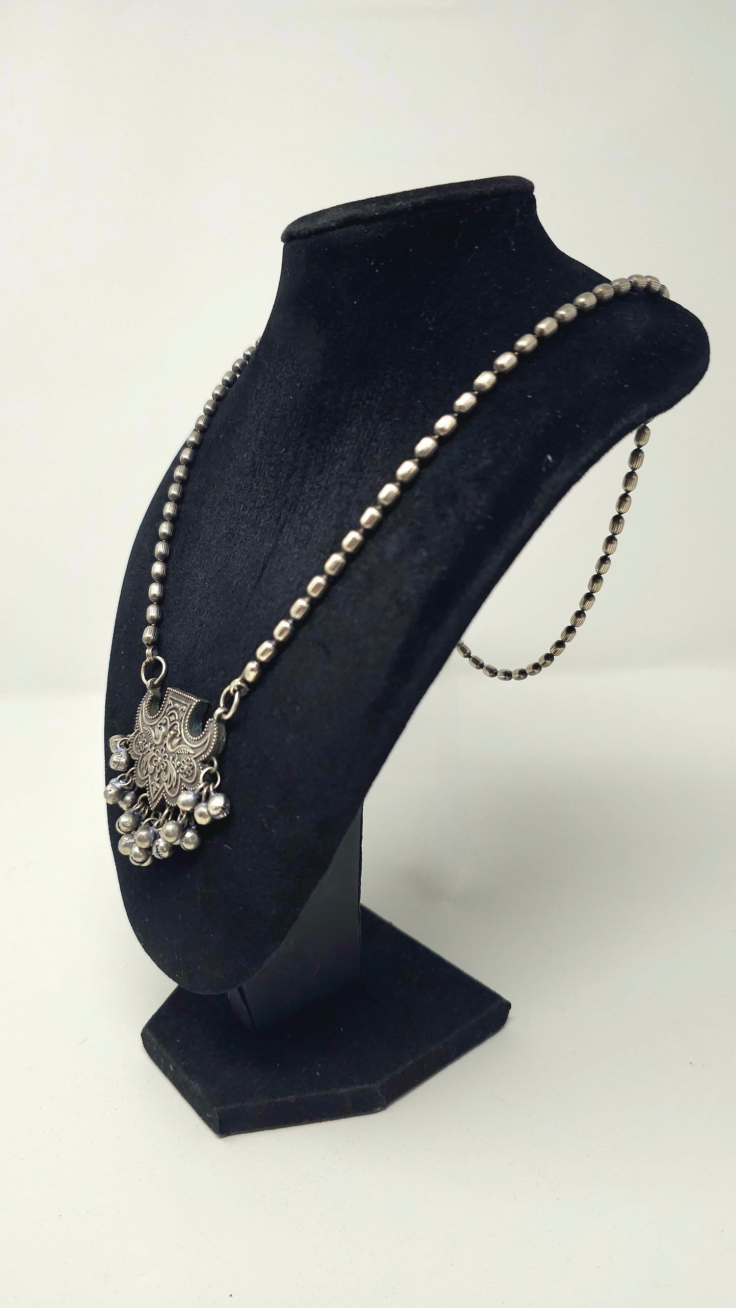 Traditional Oxidized Silver Pendant Necklace
