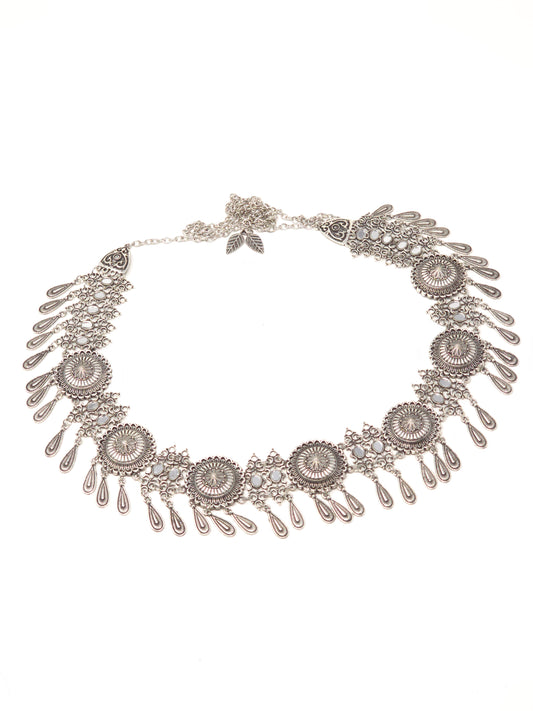 Oxidized Silver Floral Heritage Waist Belt