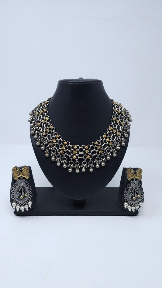 Golden Lattice Ghungroo Choker Set