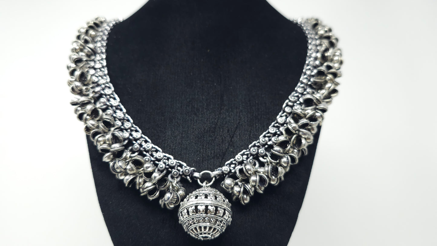 Heritage Inspired Layered Ball Necklace with Dome Pendant
