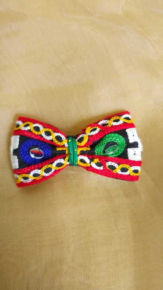 Black & Multicolor Mirrorwork Bow Hair Clip | Set of 2