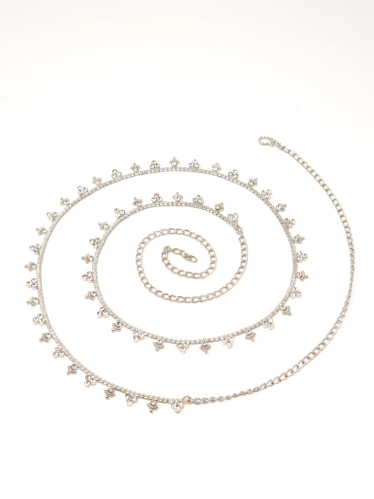 Delicate Silver Crystal Waist Belt
