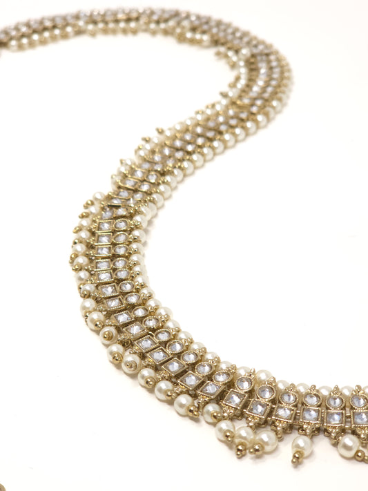 Gold Kundan Pearl Waist Belt
