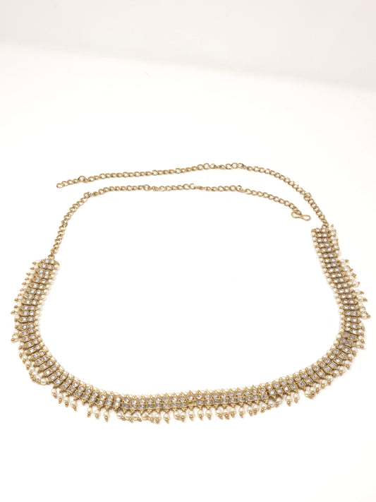 Gold Kundan Pearl Waist Belt