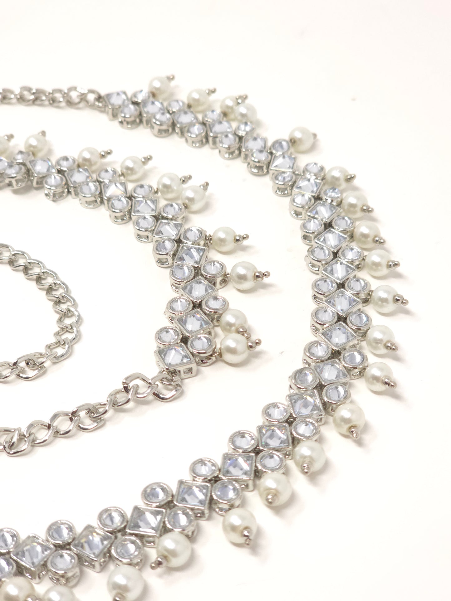 Silver Waist Belt with Pearls