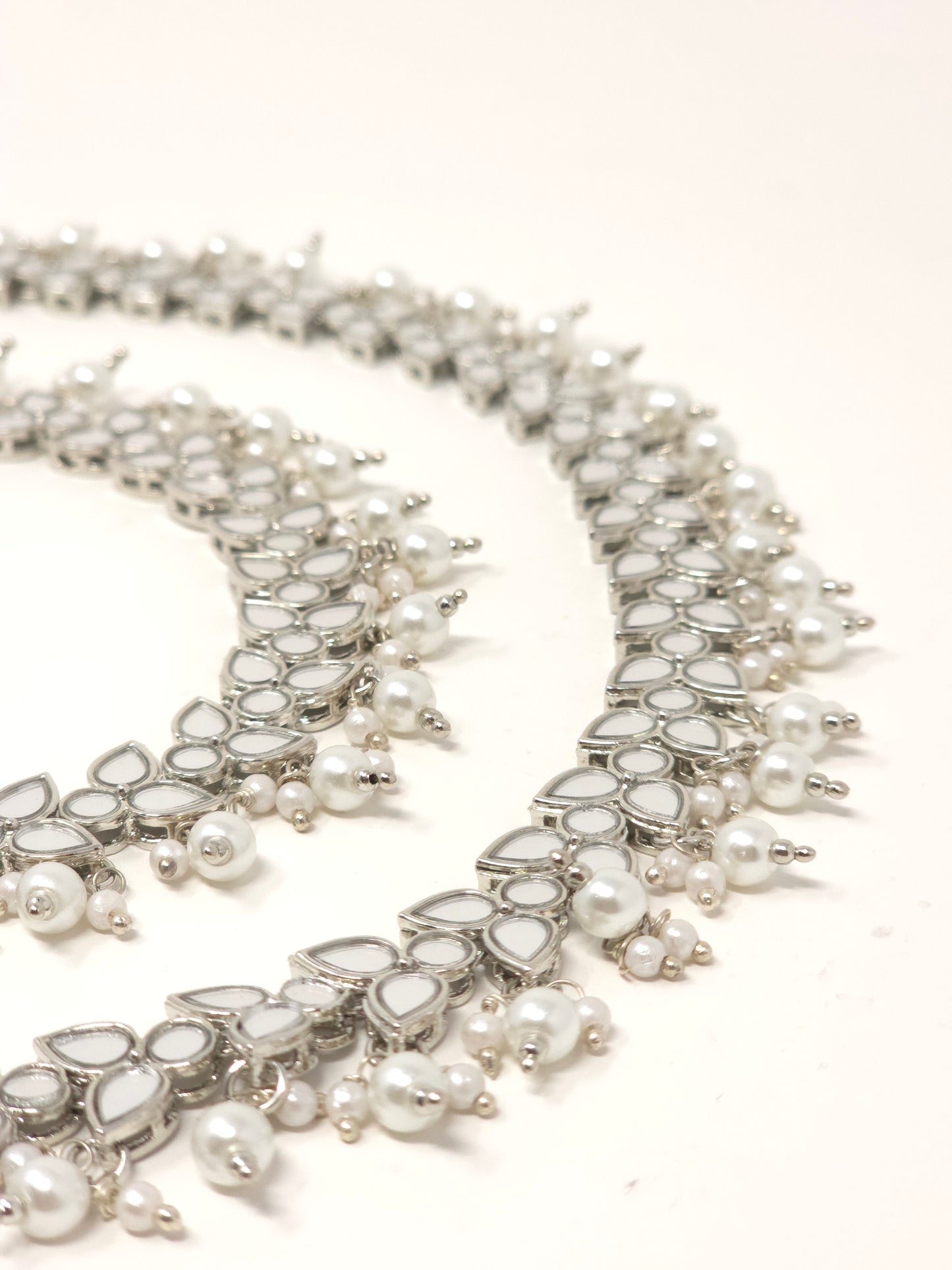 Mirror Waist Belt with Pearls