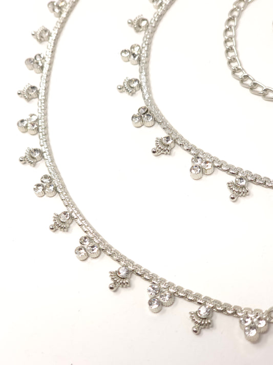 Delicate Silver Crystal Waist Belt