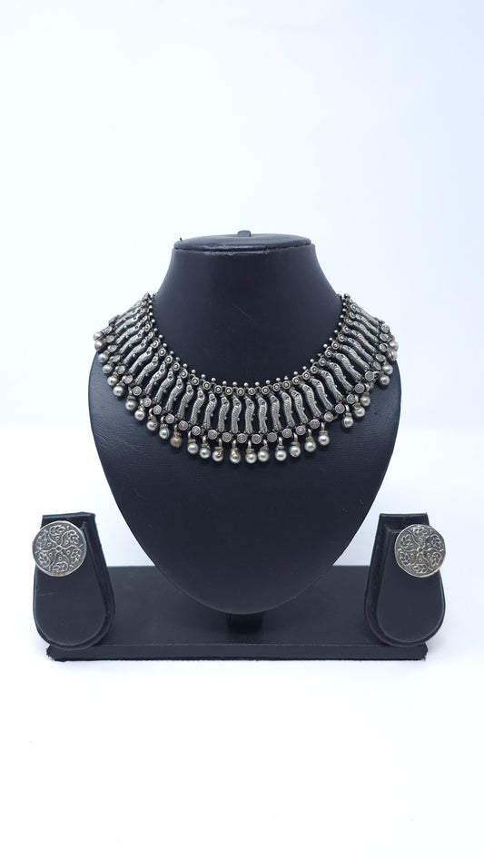 Mayura Grace Oxidized Choker Set